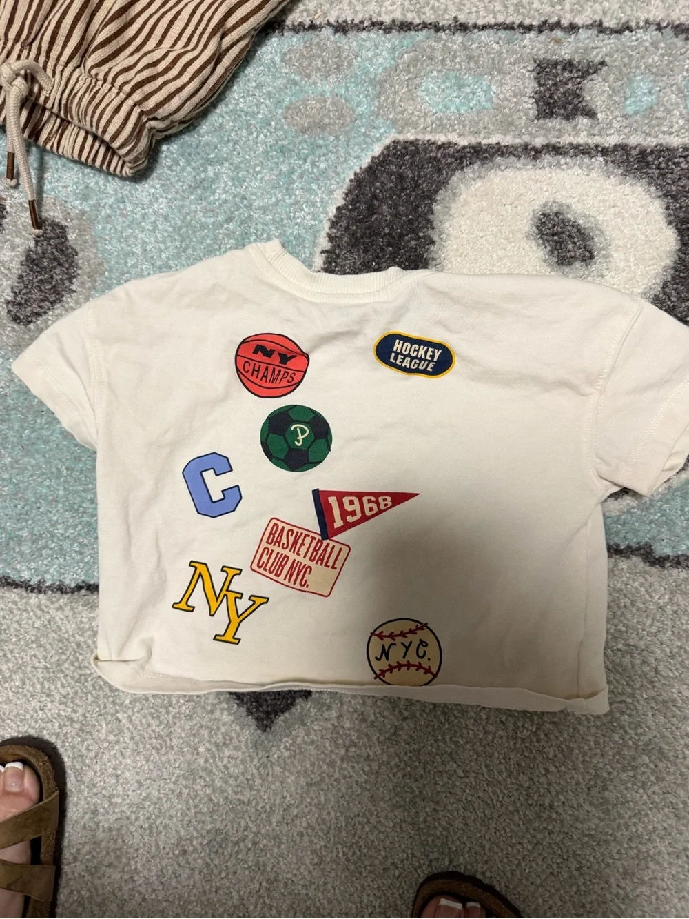 H&M Kids Cream NY Graphic Tee with Orange Basketball